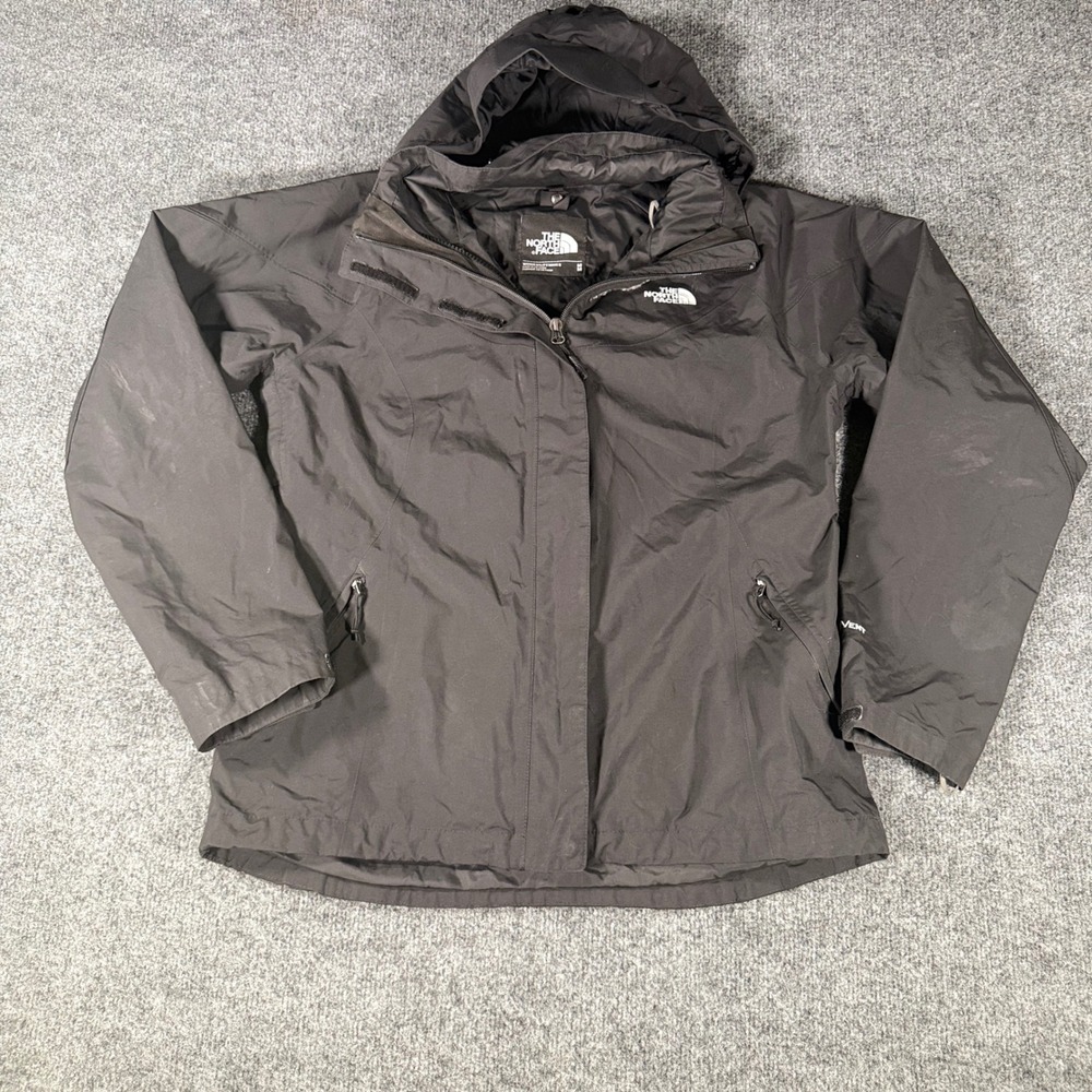 The North Face Jacket HyVent Rain Coat Hooded Shell Black Medium Womens Outdoor
